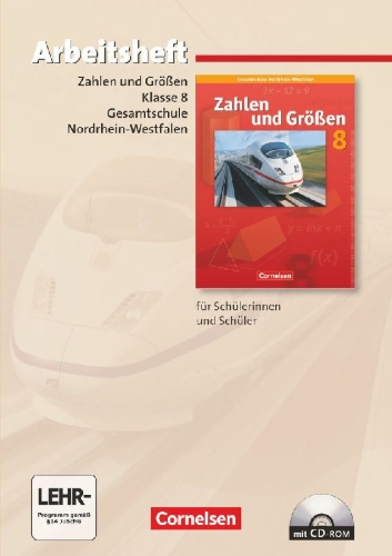 Buchcover und Innenansicht für das Buch: Zahlen und Größen 8. Schuljahr. Arbeitsheft Gesamtschule Nordrhein-Westfalen