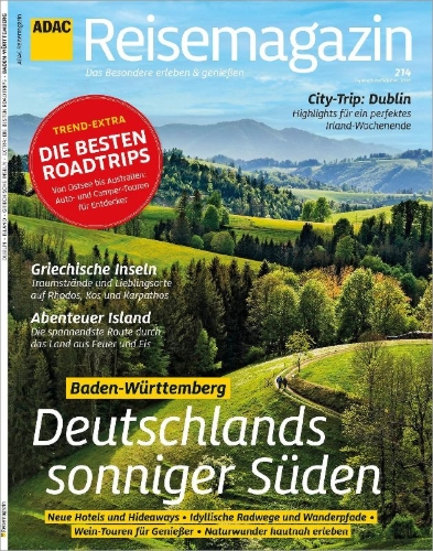 Buchcover und Innenansicht für das Buch: ADAC Reisemagazin mit Titelthema Deutschlands sonniger Süden - Baden-Württemberg