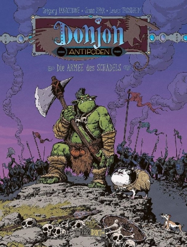 Buchcover und Innenansicht für das Buch: Donjon Antipoden -10.000: Die Armee des Schädels