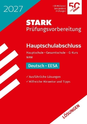 Buchcover und Innenansicht für das Buch: STARK Lösungen zu Deutsch - Hauptschulabschluss (EESA) 2027 NRW - Prüfungsvorbereitung