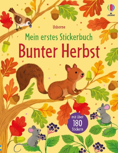 Buchcover und Innenansicht für das Buch: Mein erstes Stickerbuch: Bunter Herbst