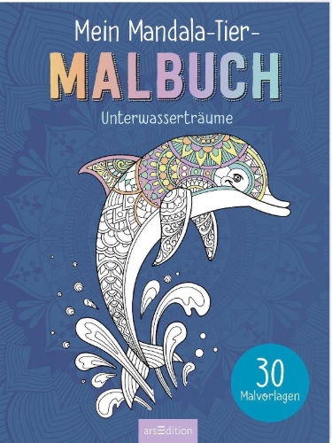Buchcover und Innenansicht für das Buch: Mein Mandala-Tier-Malbuch - Unterwasserträume