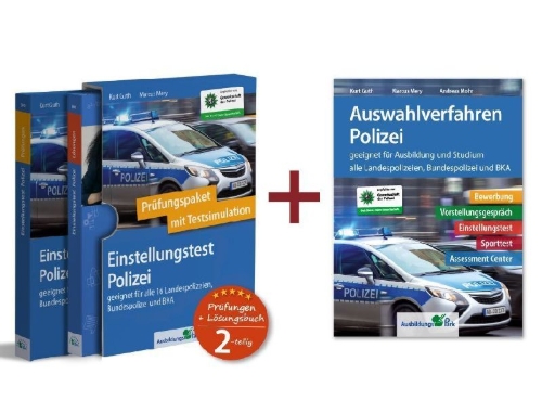 Buchcover und Innenansicht für das Buch: Einstellungstest + Auswahlverfahren Polizei: Paket