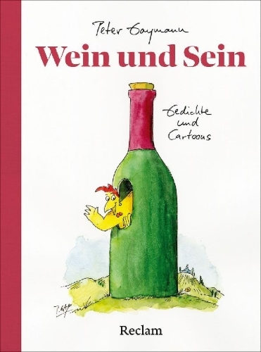 Buchcover und Innenansicht für das Buch: Wein und Sein. Gedichte und Cartoons