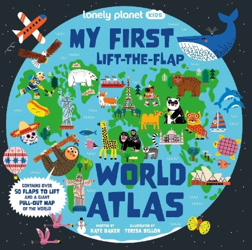 Buchcover und Innenansicht für das Buch: Lonely Planet Kids My First Lift-the-Flap World Atlas