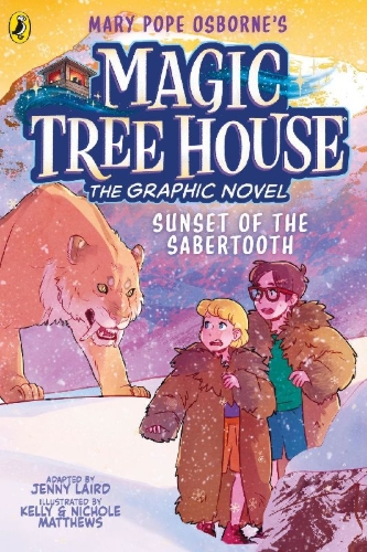 Buchcover und Innenansicht für das Buch: Magic Tree House: Sunset of the Sabertooth