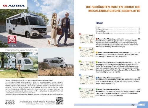 Buchcover und Innenansicht für das Buch: Reise Know-How Wohnmobil-Tourguide Mecklenburgische Seenplatte