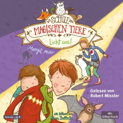 Buchcover und Innenansicht für das Buch: Die Schule der magischen Tiere 03: Licht aus!
