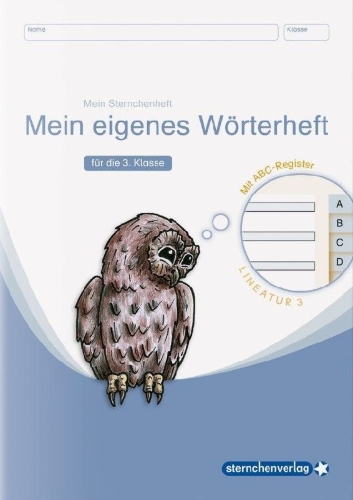 Buchcover und Innenansicht für das Buch: Mein eigenes Wörterheft - Lineatur 3 mit seitlichem ABC-Register
