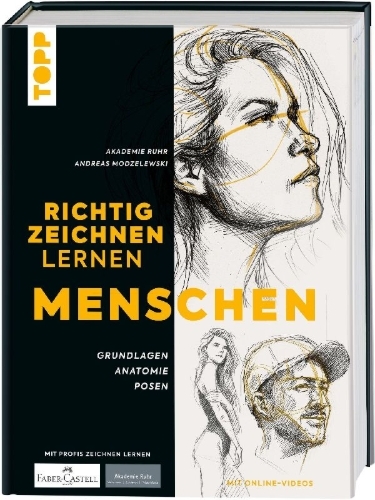 Buchcover und Innenansicht für das Buch: Richtig Zeichnen lernen Menschen