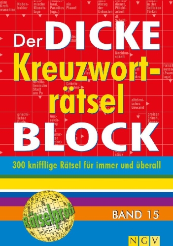 Buchcover und Innenansicht für das Buch: Der dicke Kreuzworträtsel-Block Band 15