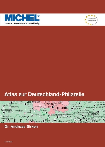Buchcover und Innenansicht für das Buch: Atlas zur Deutschland-Philatelie