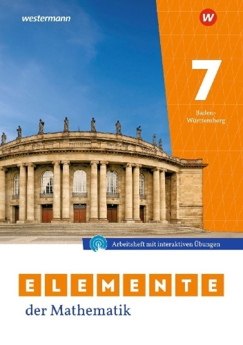 Buchcover und Innenansicht für das Buch: Elemente der Mathematik SI. 7. Arbeitsheft mit Lösungen und interaktiven Übungen. Für Baden-Württemberg