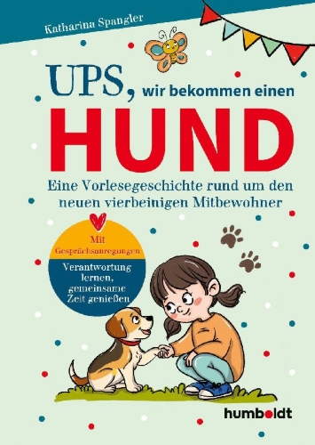 Buchcover und Innenansicht für das Buch: Ups, wir bekommen einen Hund
