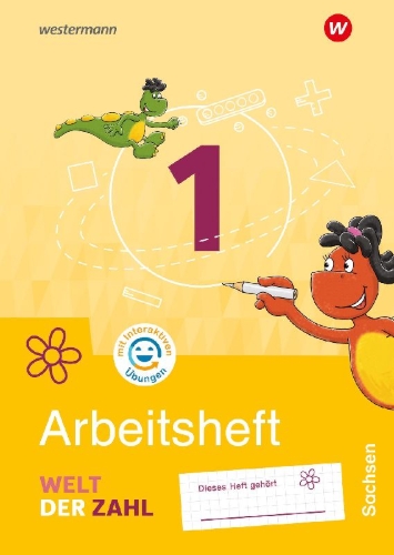 Buchcover und Innenansicht für das Buch: Welt der Zahl 1. Arbeitsheft mit interaktiven Übungen. Für Sachsen