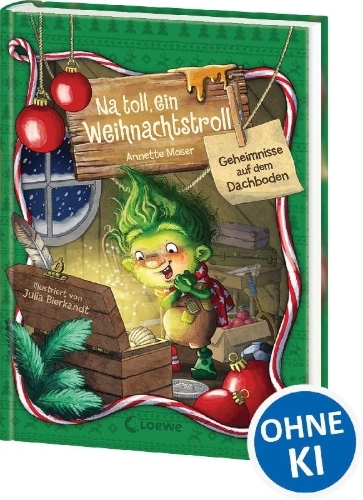 Buchcover und Innenansicht für das Buch: Na toll, ein Weihnachtstroll (Band 2) - Geheimnisse auf dem Dachboden