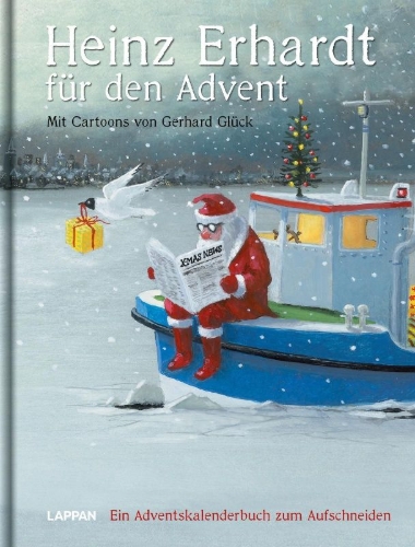 Buchcover und Innenansicht für das Buch: Heinz Erhardt für den Advent - Ein Adventskalender mit Bildern von Gerhard Glück