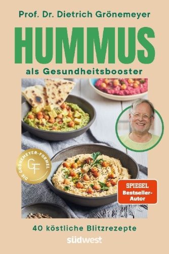 Buchcover und Innenansicht für das Buch: Hummus als Gesundheitsbooster