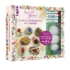 Buchcover und Innenansicht für das Buch: Kreativ-Set: Sag's mit Blumen - Florale Botschaften auf Steinen. Mit Anleitungsbuch und Material