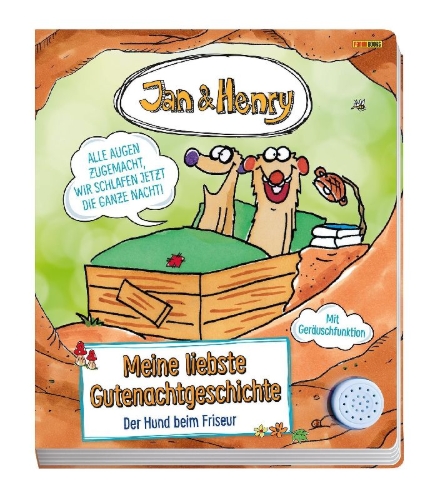 Buchcover und Innenansicht für das Buch: Jan & Henry: Meine liebste Gutenachtgeschichte - Der Hund beim Friseur (Soundbuch)