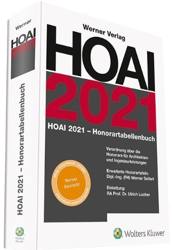 Buchcover und Innenansicht für das Buch: HOAI 2021 - Honorartabellenbuch
