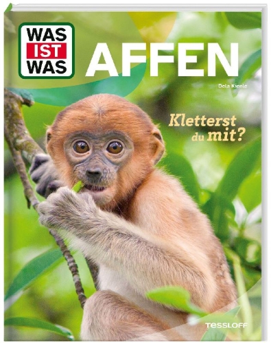 Buchcover und Innenansicht für das Buch: WAS IST WAS Affen. Kletterst du mit?