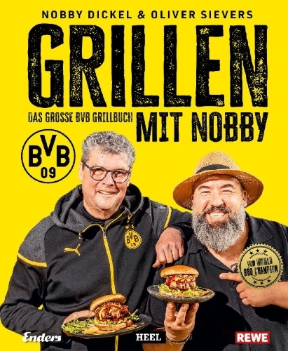 Buchcover und Innenansicht für das Buch: Grillen mit Nobby: Das große BVB Grillbuch