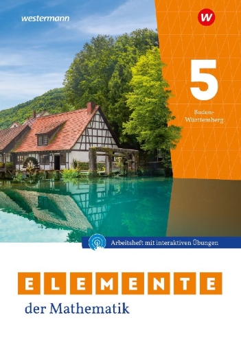 Buchcover und Innenansicht für das Buch: Elemente der Mathematik SI 5. Arbeitsheft mit Lösungen und Interaktiven Übungen. Für Baden-Württemberg