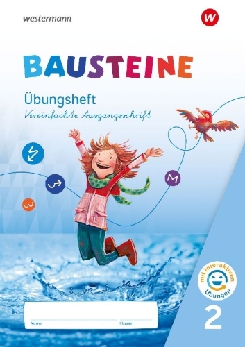 Buchcover und Innenansicht für das Buch: BAUSTEINE Sprachbuch und Spracharbeitshefte. Übungsheft 2 Vereinf. Ausgangsschrift mit interaktiven Übungen