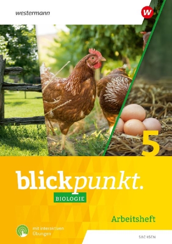 Buchcover und Innenansicht für das Buch: Blickpunkt Biologie 5. Arbeitsheft mit interaktiven Übungen. Für Sachsen