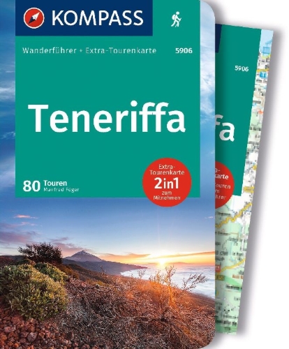 Buchcover und Innenansicht für das Buch: KOMPASS Wanderführer Teneriffa, 80 Touren mit Extra-Tourenkarte
