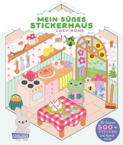 Buchcover und Innenansicht für das Buch: Mein süßes Stickerhaus: Cozy Home