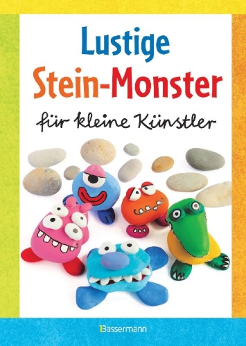 Buchcover und Innenansicht für das Buch: Lustige Stein-Monster für kleine Künstler. Basteln mit Steinen aus der Natur. Ab 5 Jahren