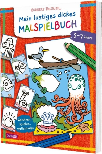 Buchcover und Innenansicht für das Buch: Mein lustiges dickes Malspielbuch