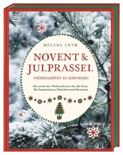 Buchcover und Innenansicht für das Buch: Novent & Julprassel. Weihnachten in Schweden