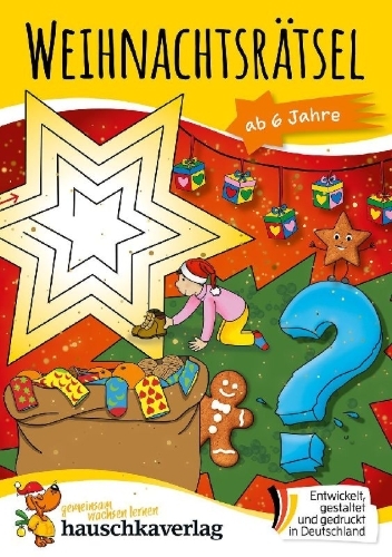 Buchcover und Innenansicht für das Buch: Weihnachtsrätsel - Rätselblock ab 6 Jahre