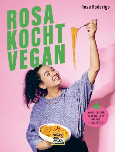 Buchcover und Innenansicht für das Buch: Rosa kocht vegan