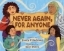 Buchcover und Innenansicht für das Buch: Never Again, for Anyone