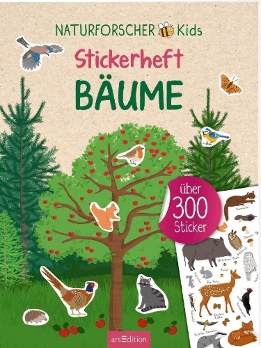 Buchcover und Innenansicht für das Buch: Naturforscher-Kids - Stickerheft Bäume