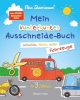 Buchcover und Innenansicht für das Buch: Mein kunterbuntes Ausschneidebuch - Fahrzeuge. Schneiden, kleben, malen ab 3 Jahren. Mit Scherenführerschein
