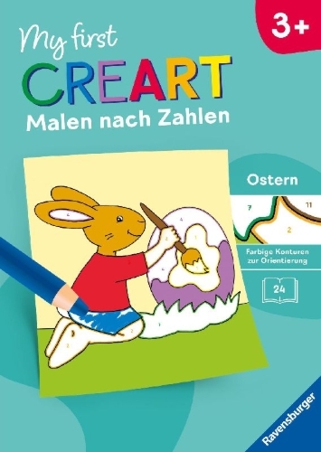 Buchcover und Innenansicht für das Buch: My first CreArt Malen nach Zahlen ab 3 - Ostern