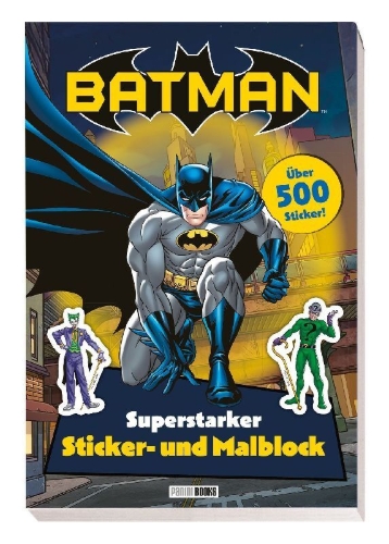 Buchcover und Innenansicht für das Buch: Batman: Superstarker Sticker- und Malblock