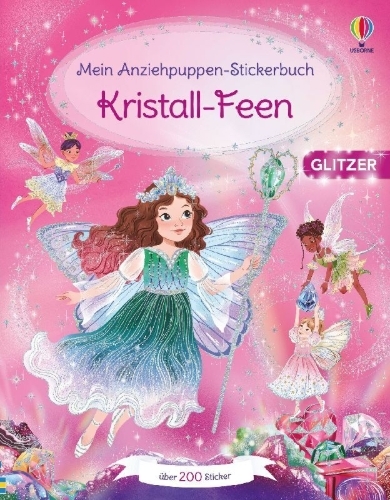 Buchcover und Innenansicht für das Buch: Mein Anziehpuppen-Stickerbuch: Kristall-Feen