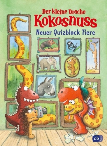 Buchcover und Innenansicht für das Buch: Der kleine Drache Kokosnuss - Quizblock Tiere 2