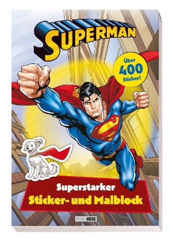 Buchcover und Innenansicht für das Buch: Superman: Superstarker Sticker- und Malblock