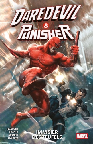 Buchcover und Innenansicht für das Buch: Daredevil/Punisher: The Devil's Trigger (2026) #1-#5