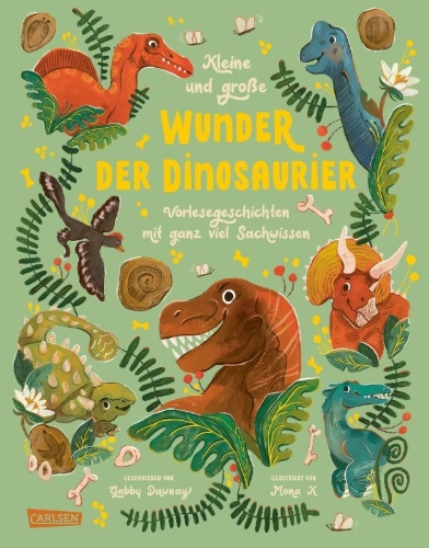 Buchcover und Innenansicht für das Buch: Kleine und große Wunder der Dinosaurier