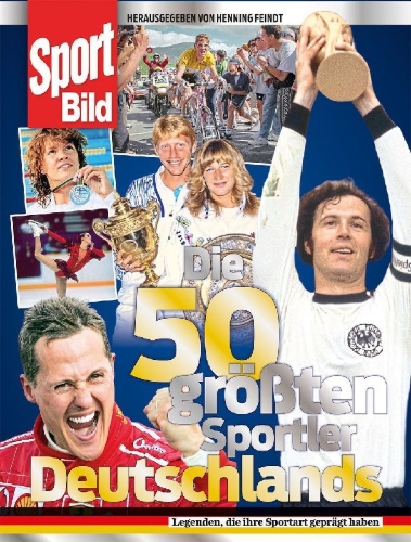 Buchcover und Innenansicht für das Buch: Die 50 größten Sportler Deutschlands