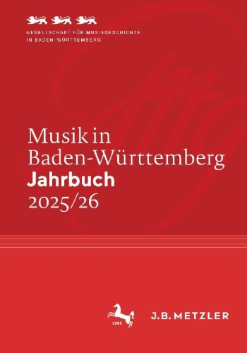 Buchcover und Innenansicht für das Buch: Musik in Baden-Württemberg. Jahrbuch 2025/26