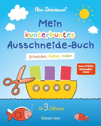 Buchcover und Innenansicht für das Buch: Mein kunterbuntes Ausschneide-Buch